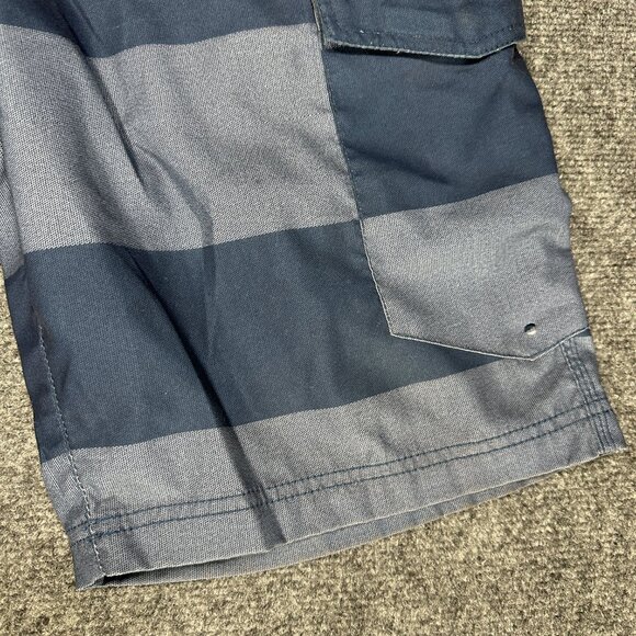 Volcom H2O Cargo Shorts Mens 34 Blue Stripe Zip Fly Pockets - Picture 2 of 9